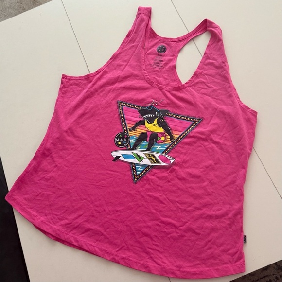 Maui and Sons Surfing Vintage Retro 90’s Sleeveless Tank Barbie Pink Shark - Picture 1 of 5
